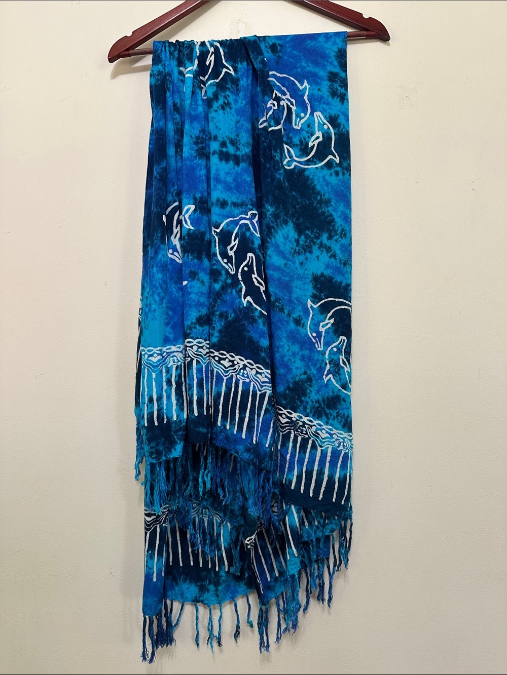 Blue Dolphin Tie-Dye Beach Sarong